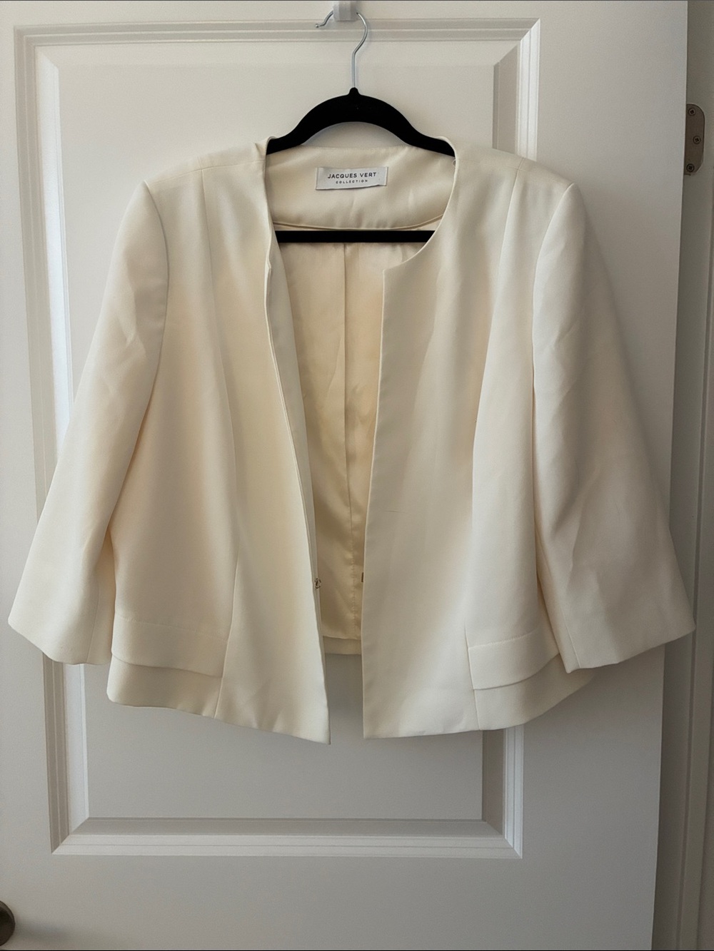 Jacques Vert Size 20 Vintage Cropped Blazer - Cream